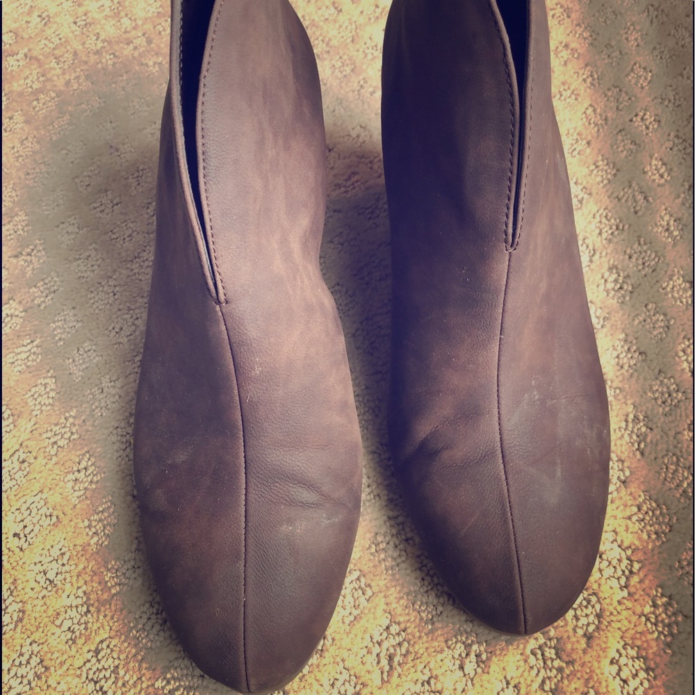 Brown distressed booties